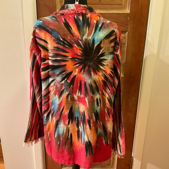 Dilemma organic cotton colorful open front fringe jacket - Picture 5 of 14